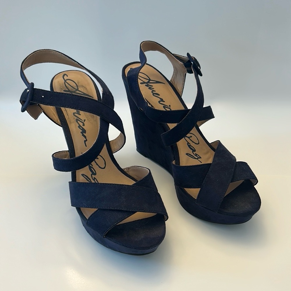 American Rag navy blue wedge heels